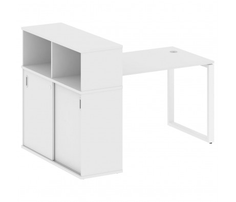 Стол письменный на О-образном м/к с опорным шкафом-купе 161x112x109,8 Metal System