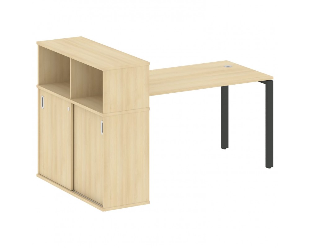 Стол письменный на П-образном м/к с опорным шкафом-купе 181x112x109,8 Metal System