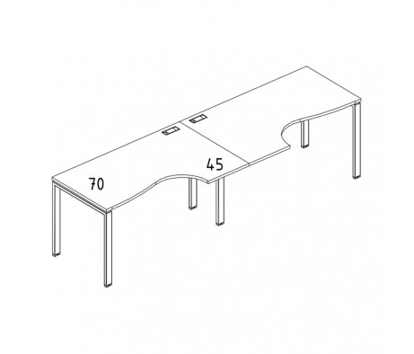 Рабочая станция столы (2х160) эргономичными Классика каркас UNO A4.PRO с металлическим основанием