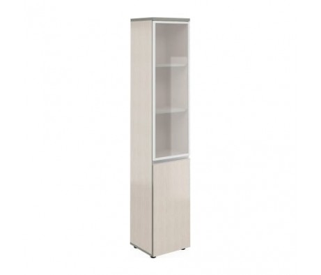 Шкаф узкий высокий со стеклом в алюм. раме V-2.6+4.0.1+4.4.1+ручка Bella Vita