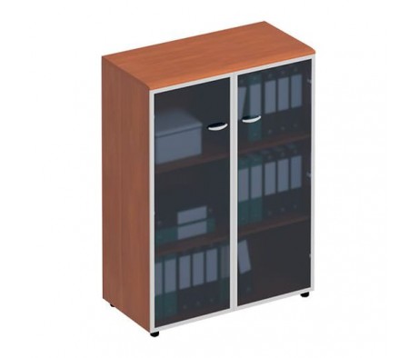 Шкаф для документов средний со стеклянными дверьми в рамке ФС 769 Матрица