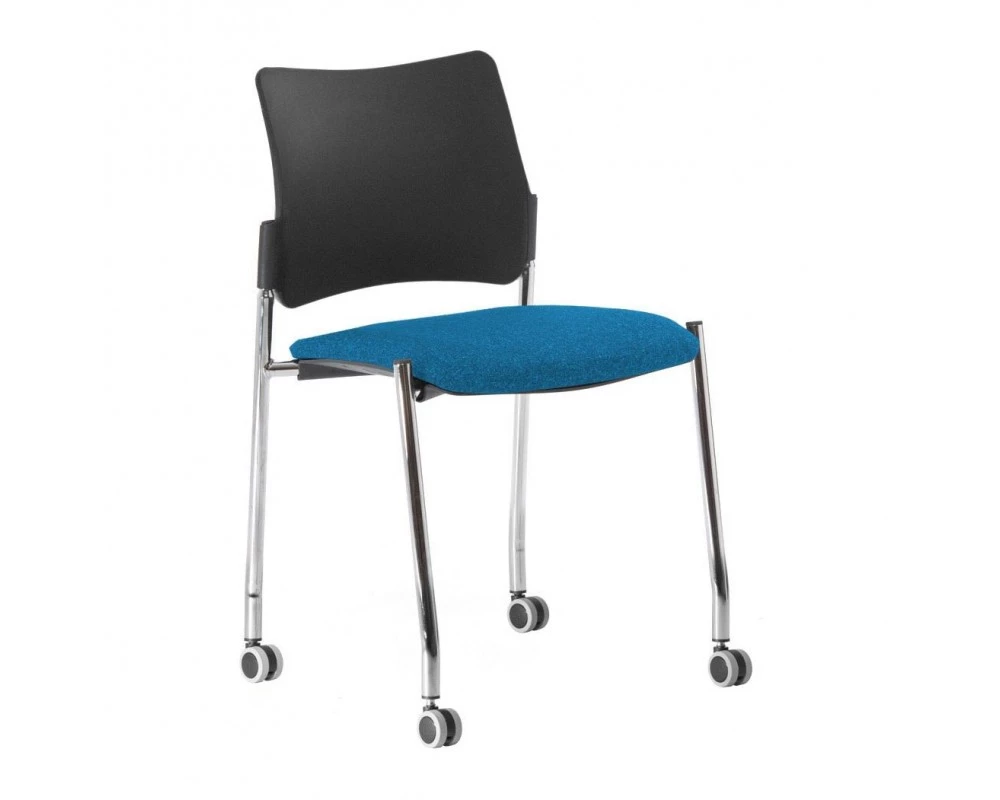 Кресло Pinko на колесах Пластик/Ткань, Черный/Голубой