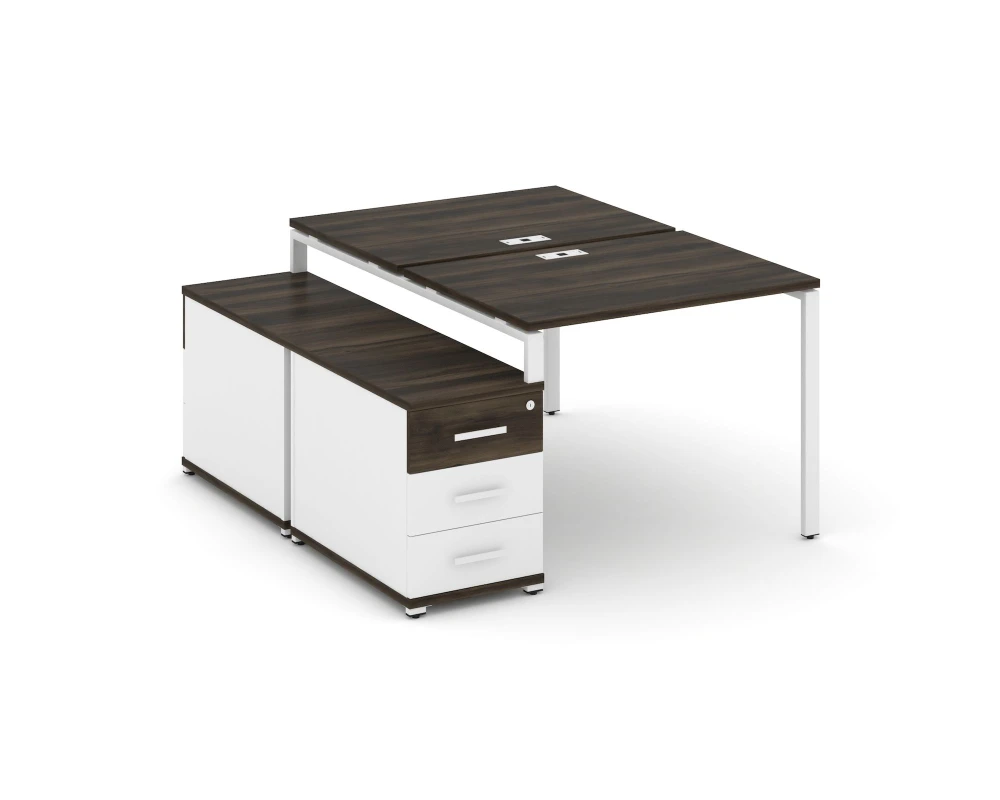 Рабочая станция 2 места с двухсторонней опорной тумбой CN.DRS-301 W 980/1346x1480x750 Концепт / Concept