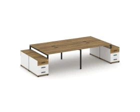 Рабочая станция 4 места с 2 двухсторонними опорными тумбами CN.DRS-327 W 2760/3426x1480x750 Концепт / Concept images