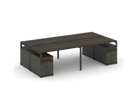 Рабочая станция 4 места с 2 двухсторонними опорными тумбами CN.DRS-327 W 2760/3426x1480x750 Концепт / Concept images