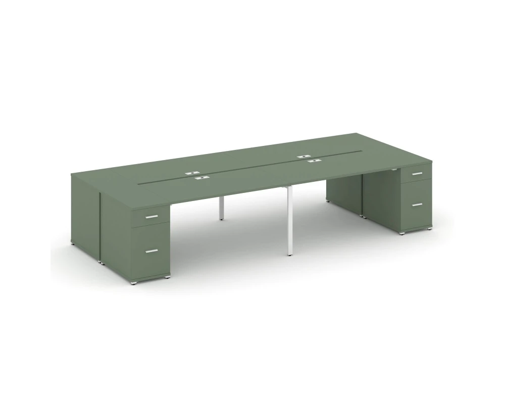 Рабочая станция 4 места с 2 опорными тумбами CN.DRS-432 W 4000x1480x750 Концепт / Concept