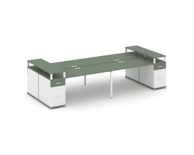 Рабочая станция 4 места с 2 опорными тумбами CN.DRS-446 W 3200x1480x917 Концепт / Concept images