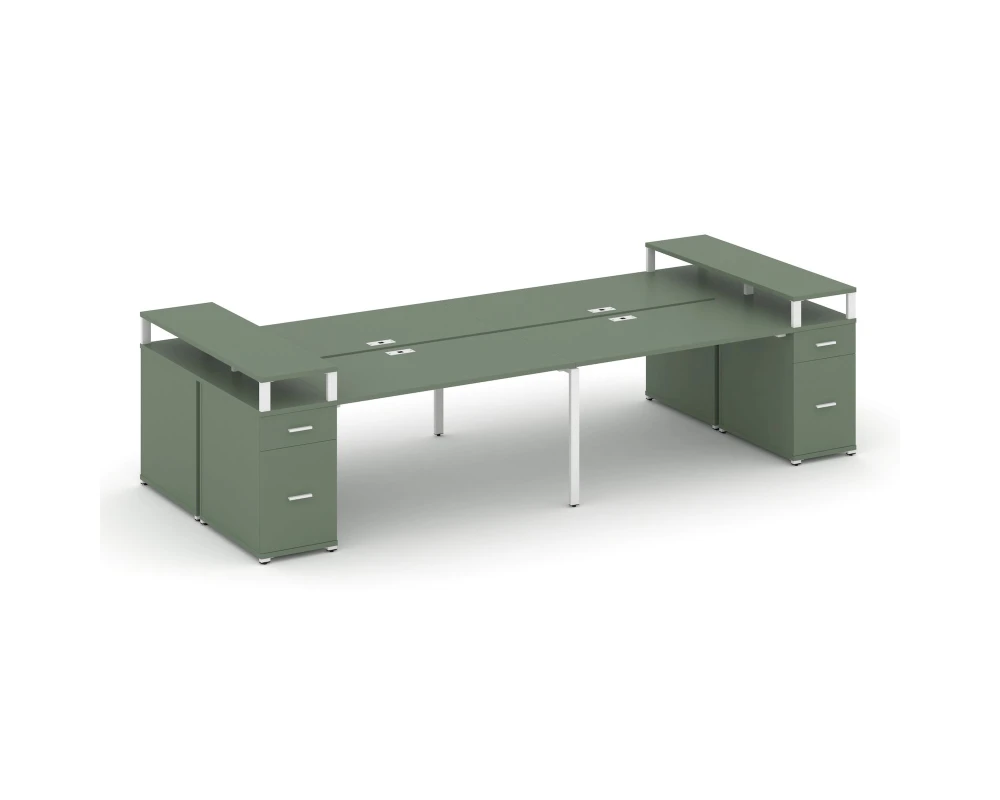 Рабочая станция 4 места с 2 опорными тумбами CN.DRS-446 W 3200x1480x917 Концепт / Concept