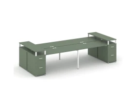 Рабочая станция 4 места с 2 опорными тумбами CN.DRS-446 W 3200x1480x917 Концепт / Concept images
