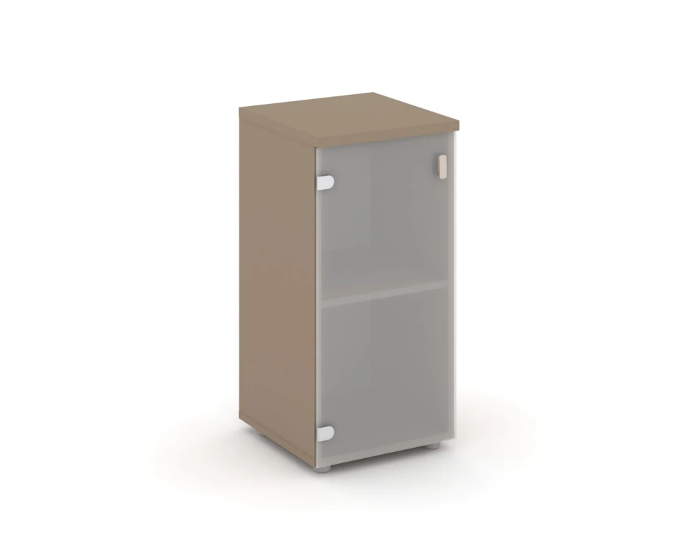 Шкаф низкий узкий левый (1 низкий фасад стекло сатин матовый) 40x42x82,3 Estetica