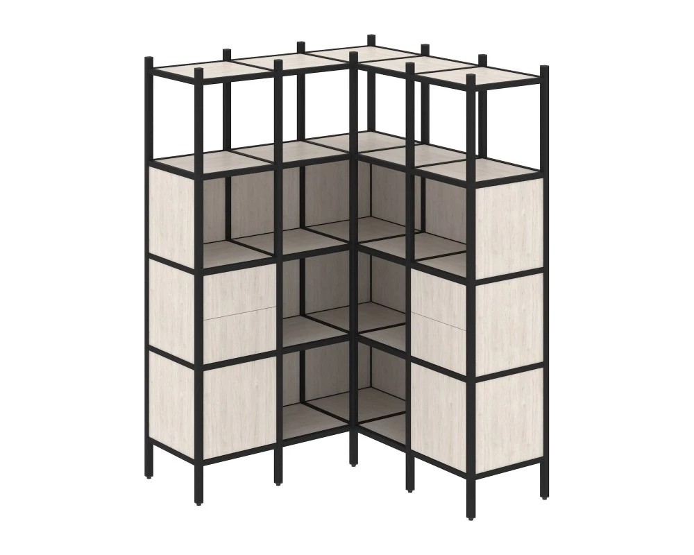Угловой внутренний стеллаж L-33 1278x1278x1869 Loft
