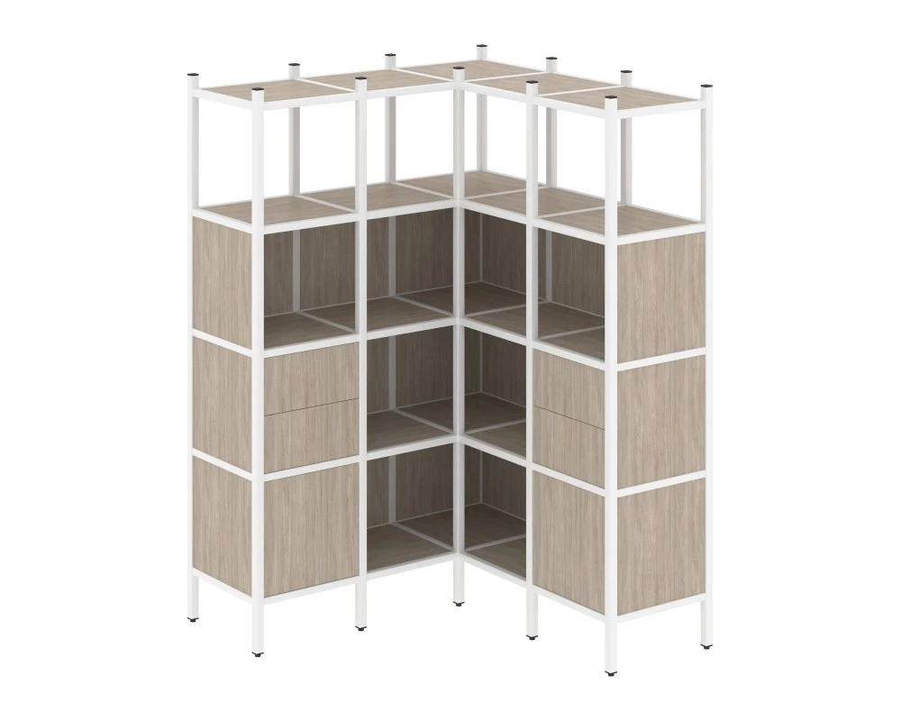 Угловой внутренний стеллаж L-33 1278x1278x1869 Loft