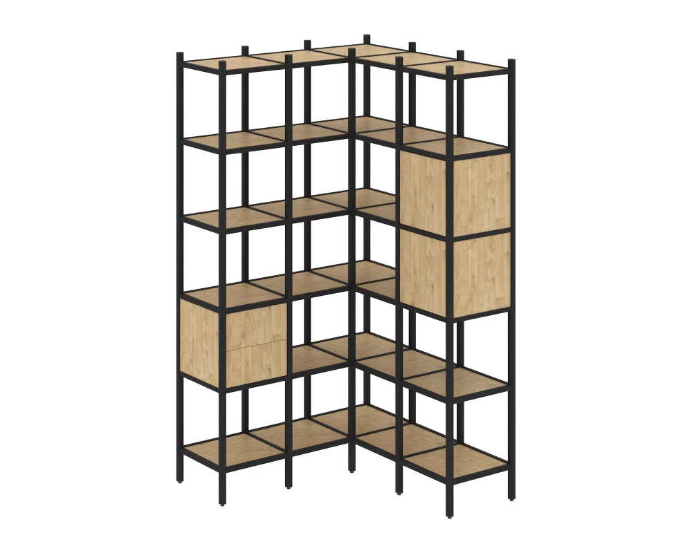 Угловой внутренний стеллаж L-34 1278x1278x2280 Loft