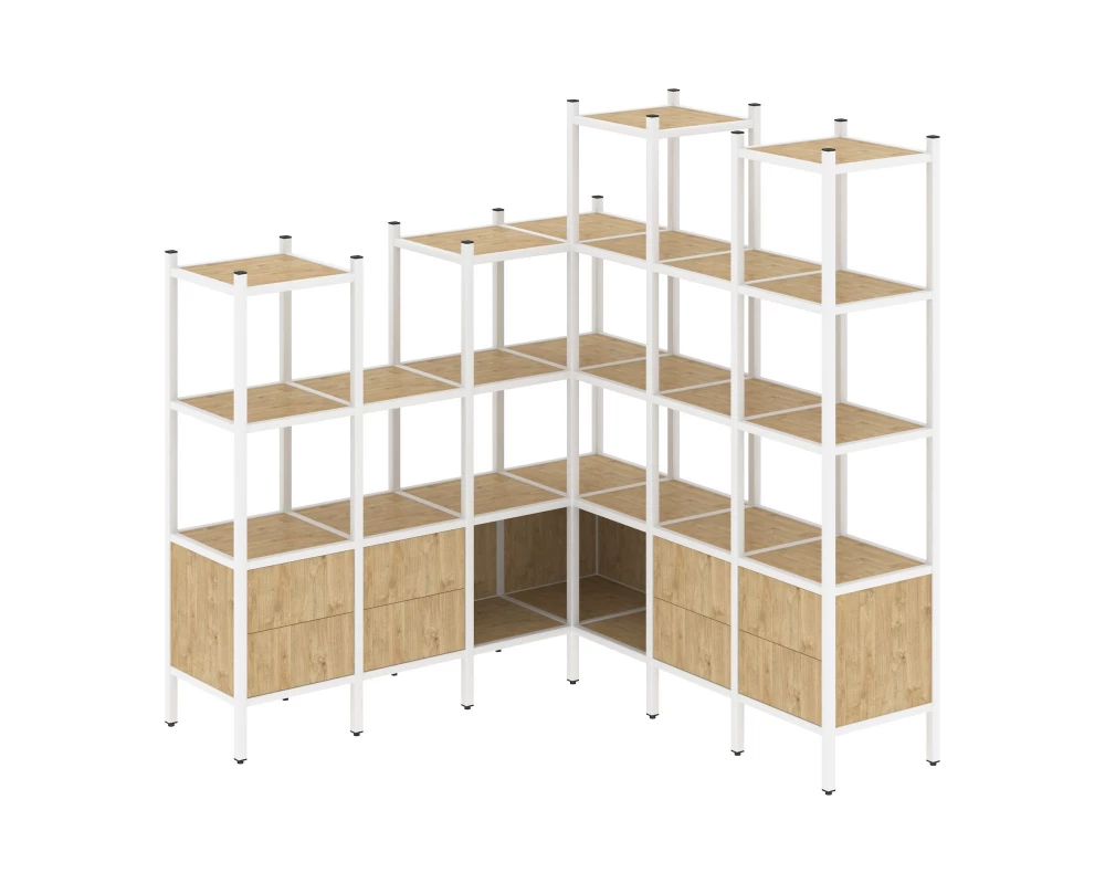 Угловой внутренний стеллаж L-41 1694x1694x1869 Loft