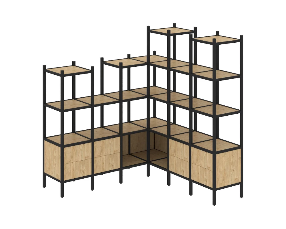 Угловой внутренний стеллаж L-41 1694x1694x1869 Loft