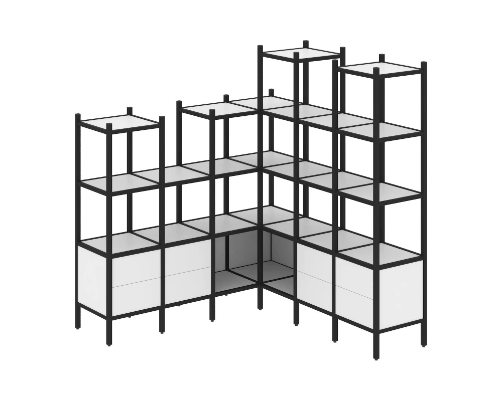 Угловой внутренний стеллаж L-41 1694x1694x1869 Loft