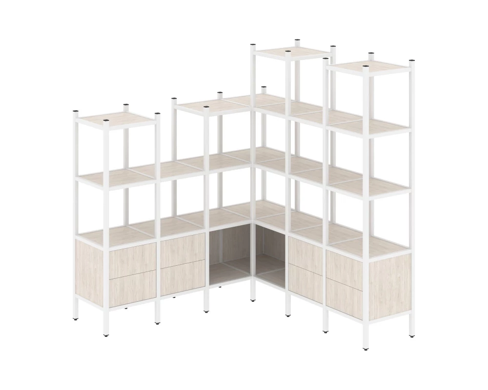 Угловой внутренний стеллаж L-41 1694x1694x1869 Loft