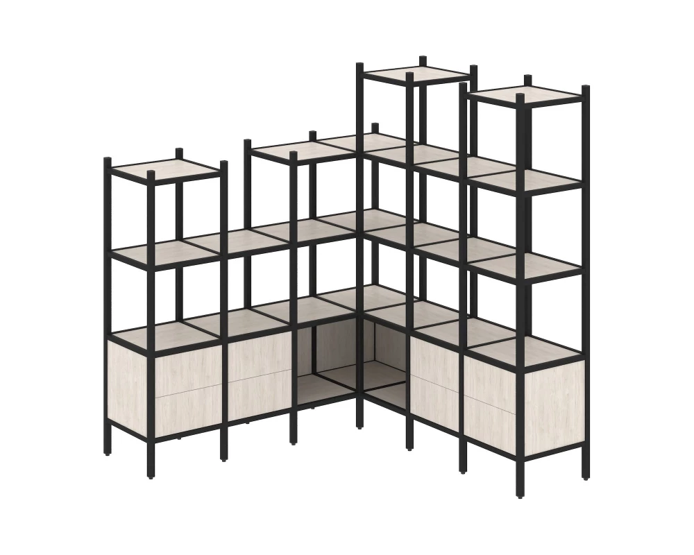 Угловой внутренний стеллаж L-41 1694x1694x1869 Loft