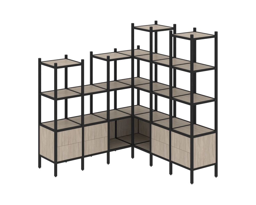 Угловой внутренний стеллаж L-41 1694x1694x1869 Loft