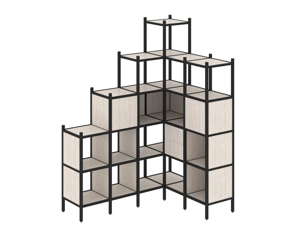 Угловой внутренний стеллаж L-44 1694x1278x2280 Loft