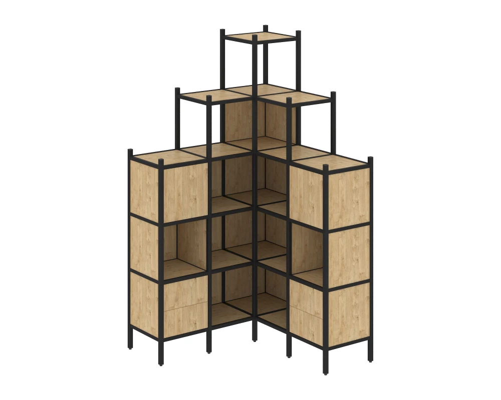 Угловой внутренний стеллаж L-45 1278x1278x2280 Loft