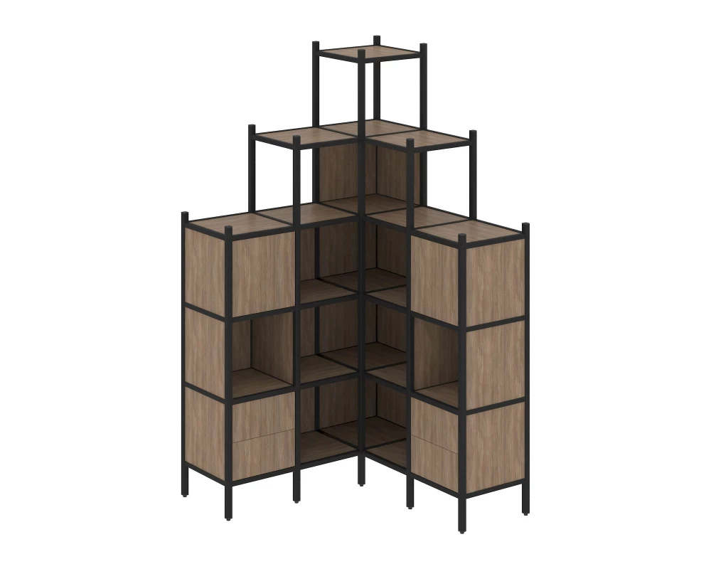 Угловой внутренний стеллаж L-45 1278x1278x2280 Loft