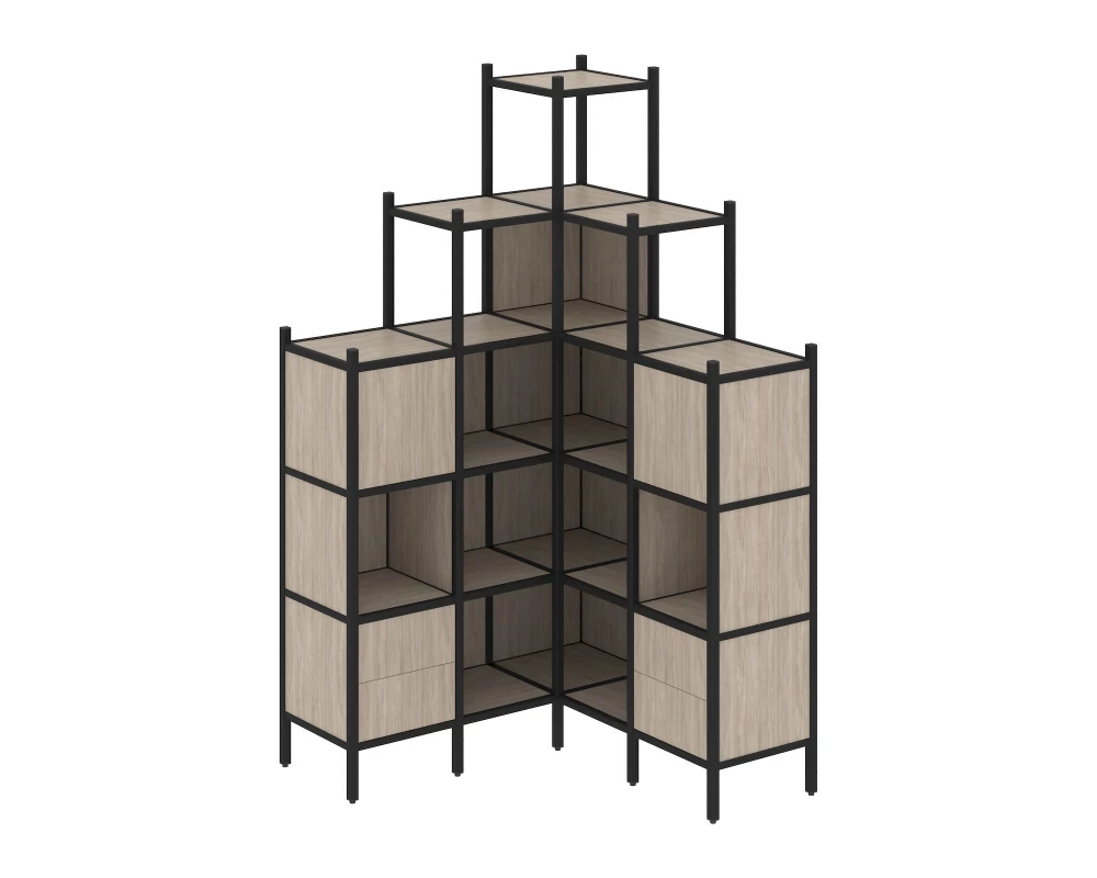 Угловой внутренний стеллаж L-45 1278x1278x2280 Loft