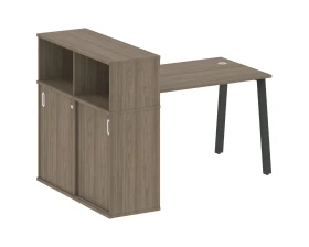 Стол письменный на А-образном м/к с опорным шкафом-купе 161x112x109,8 Метал Систем / Metal System images