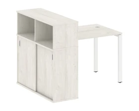 Стол письменный на П-образном м/к с опорным шкафом-купе 141x112x109,8 Метал Систем / Metal System images