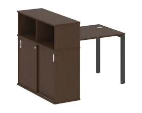 Стол письменный на П-образном м/к с опорным шкафом-купе 141x112x109,8 Метал Систем / Metal System images