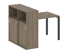 Стол письменный на П-образном м/к с опорным шкафом-купе 141x112x109,8 Метал Систем / Metal System images