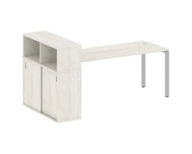 Стол письменный на П-образном м/к с опорным шкафом-купе 221x112x109,8 Метал Систем / Metal System images