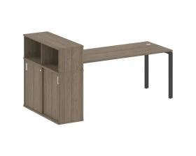 Стол письменный на П-образном м/к с опорным шкафом-купе 221x112x109,8 Метал Систем / Metal System images