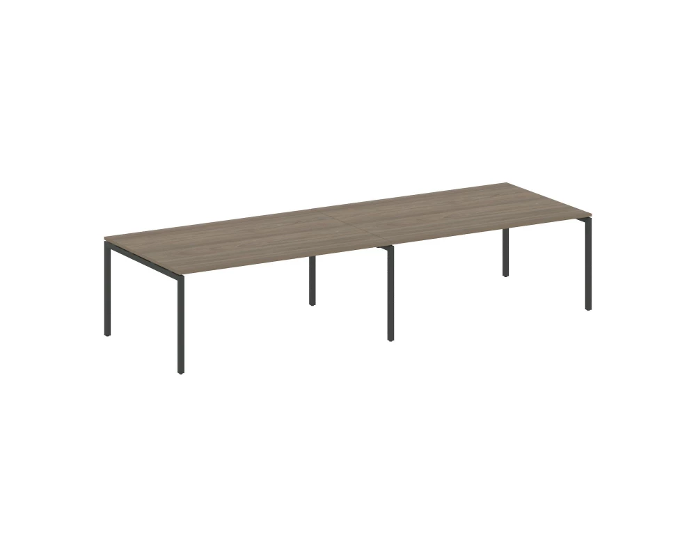 Переговорный стол (2 столешницы) на П-образном м/к 3600x1235x750 Metal System Quattro 4x4