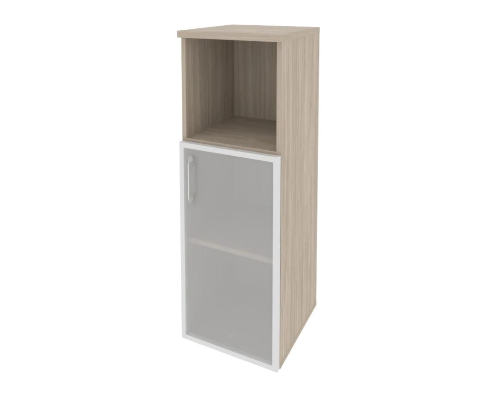 Шкаф средний узкий правый (1 низкий фасад стекло в раме) 400x420x1207 Оникс / Onix