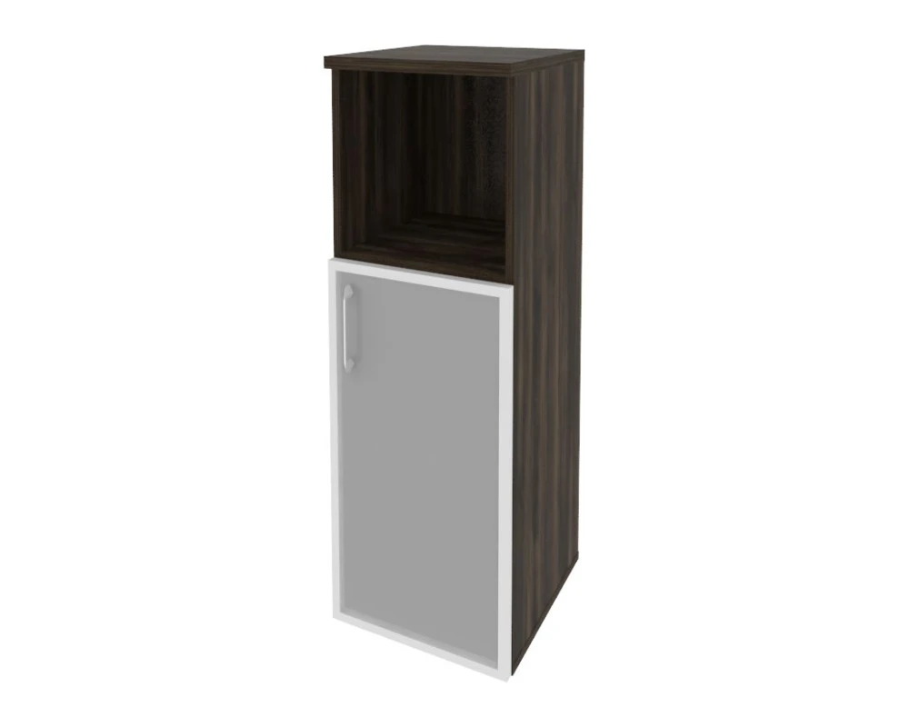 Шкаф средний узкий правый (1 низкий фасад стекло в раме) 400x420x1207 Оникс / Onix