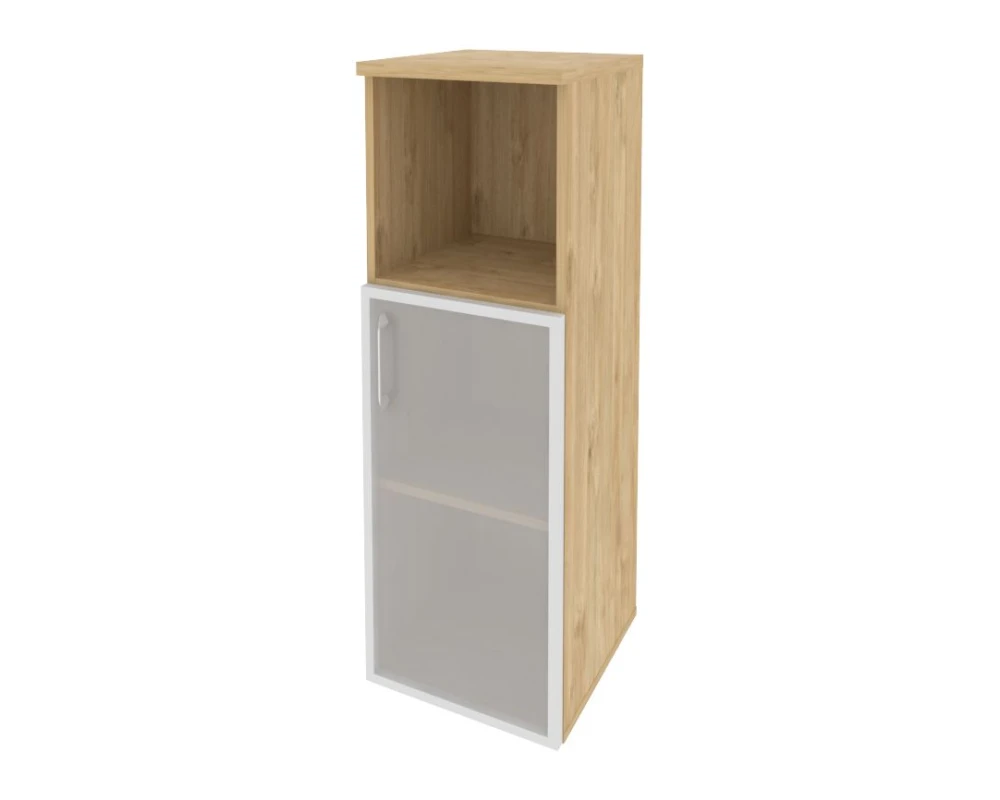Шкаф средний узкий правый (1 низкий фасад стекло в раме) 400x420x1207 Оникс / Onix