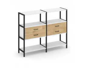 Двухсекционный стеллаж трехярусный с ящиками на одном ярусе 1590х400х1246 Shelf System images