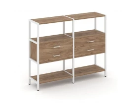 Двухсекционный стеллаж трехярусный с ящиками на одном ярусе 1590х400х1246 Shelf System images