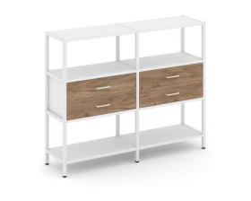 Двухсекционный стеллаж трехярусный с ящиками на одном ярусе 1590х400х1246 Shelf System images