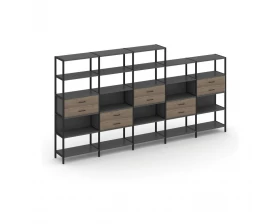 Пятисекционный стеллаж пятиярусный с ящиками 3930х400х1980 Шелф Систем / Shelf System images