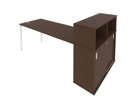 Стол письменный на П-образном м/к с опорным шкафом-купе 221x112x109,8 Метал Систем / Metal System images