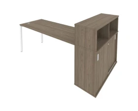 Стол письменный на П-образном м/к с опорным шкафом-купе 221x112x109,8 Метал Систем / Metal System images