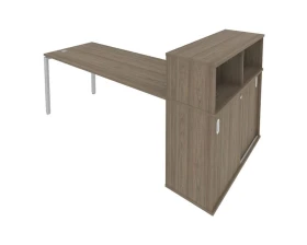 Стол письменный на П-образном м/к с опорным шкафом-купе 221x112x109,8 Метал Систем / Metal System images