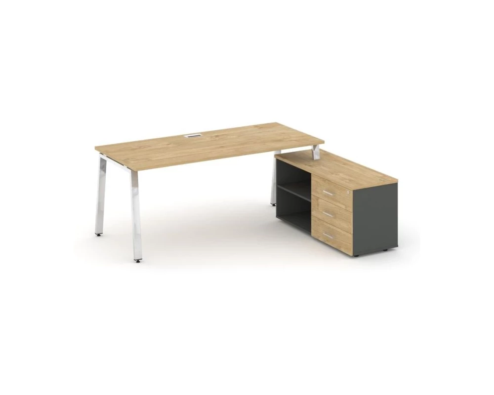 Стол письменный с греденцией правой на А-образном каркасе 1580x700x750 Style Project Direct Lux