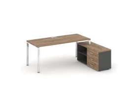 Стол письменный с греденцией правой на П-образном каркасе 1580x700x750 Style Project Direct Lux images