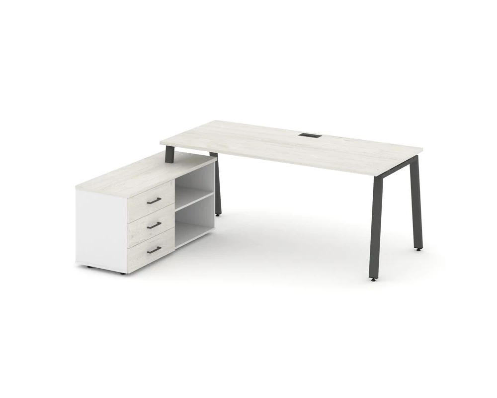 Стол письменный с греденцией левой на А-образном каркасе 1980x1580x750 Style Project Direct