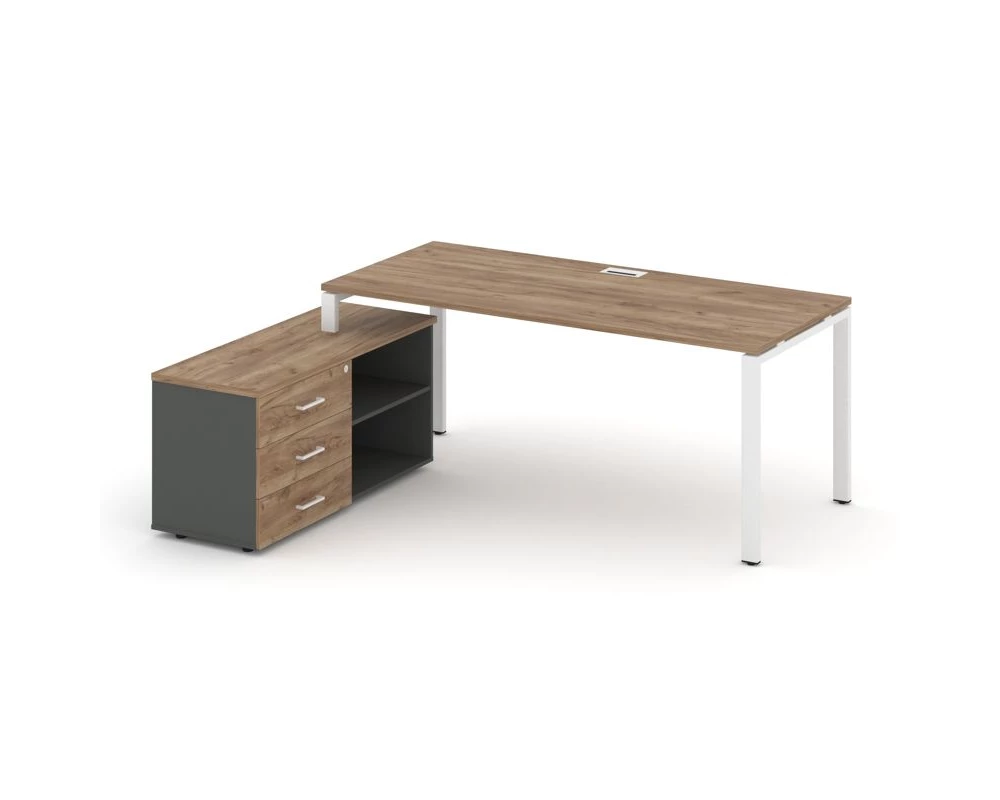 Стол письменный с греденцией левой на П-образном каркасе 1580x1580x750 Style Project Direct