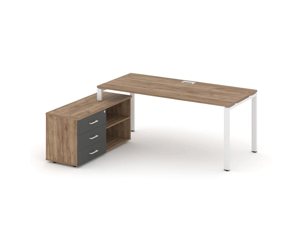 Стол письменный с греденцией левой на П-образном каркасе 1580x1580x750 Style Project Direct