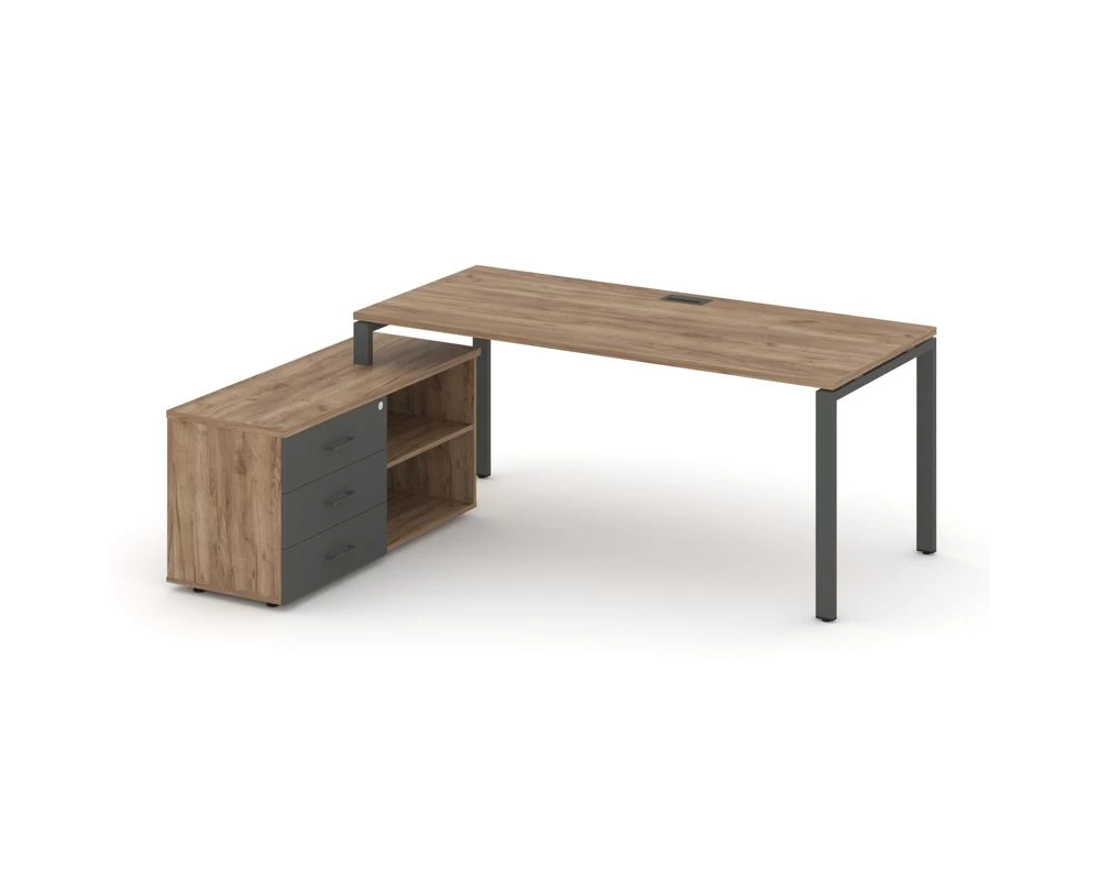 Стол письменный с греденцией левой на П-образном каркасе 1780x1480x750 Style Project Direct